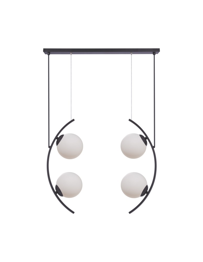 Lampy wiszące kule - Zuma Line Helix 4 Lampa Wisząca Kule Szklane 4Xe14 Czarny / Biały 5016 - produkt kolory-swiatla.pl 1