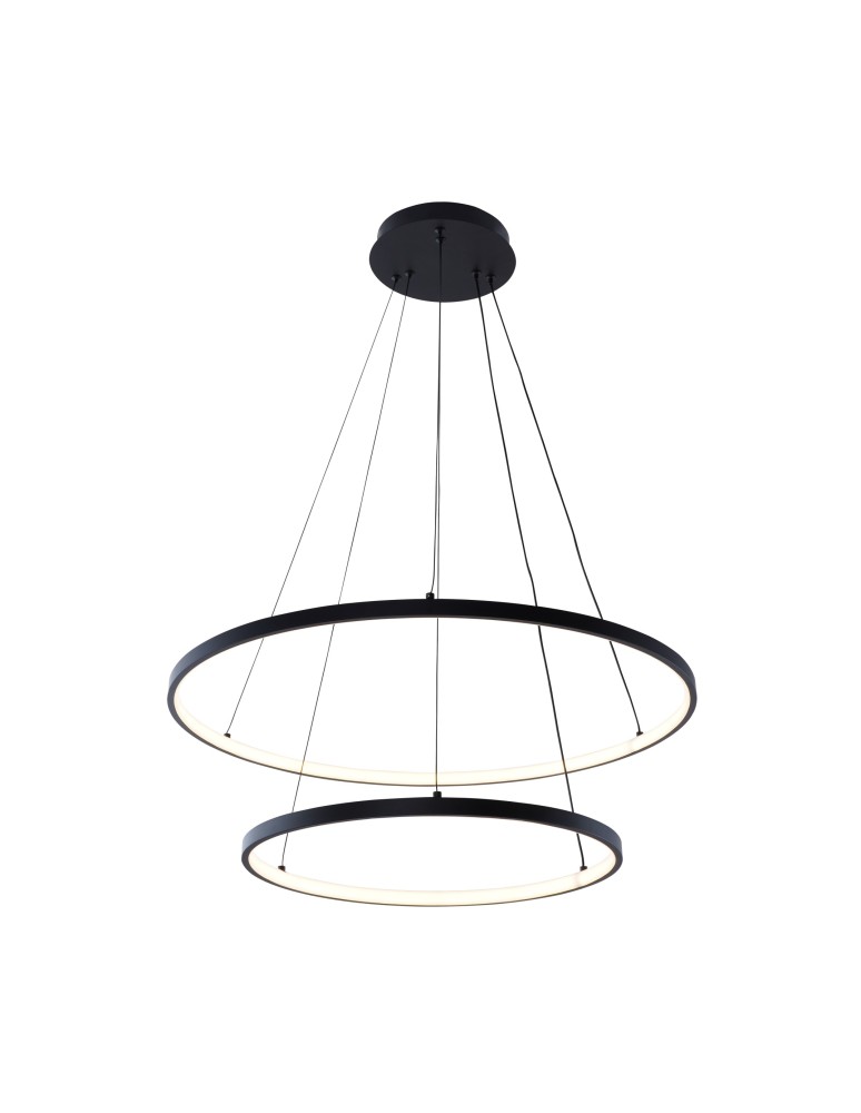 Lampy wiszące okręgi - Zuma Line Breno Wisząca z Przełącznikiem Barwy Światła 3000K/4000K/6000K Czarny 18140BK-2 - produkt kolory-swiatla.pl 1