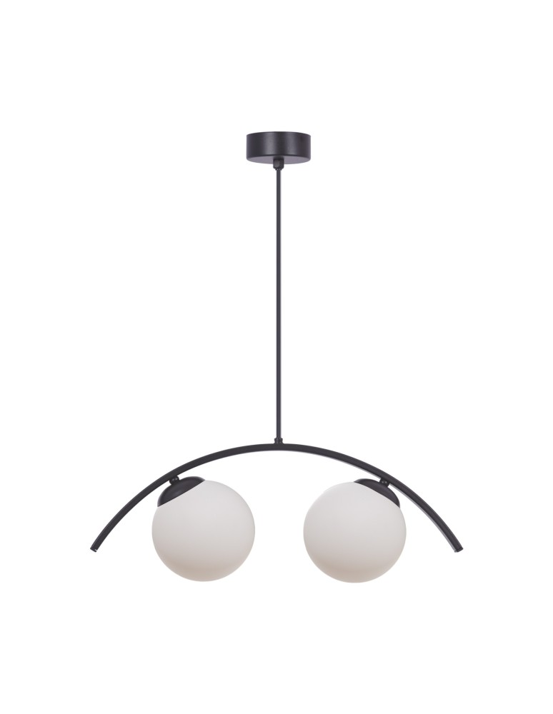 Lampy wiszące kule - Zuma Line Wave 2 Lampa Wisząca Szklane Kule Czarny / Biały 5013 - produkt kolory-swiatla.pl 1