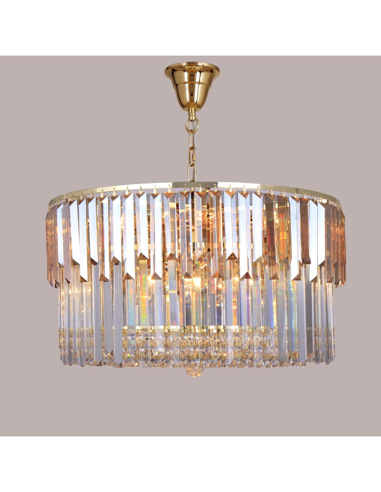 Lampy wiszące glamour - Zuma Line Camille Lampa Wisząca Złoty/Przezroczysty+Bursztynowy 19101/16 - produkt kolory-swiatla.pl 1