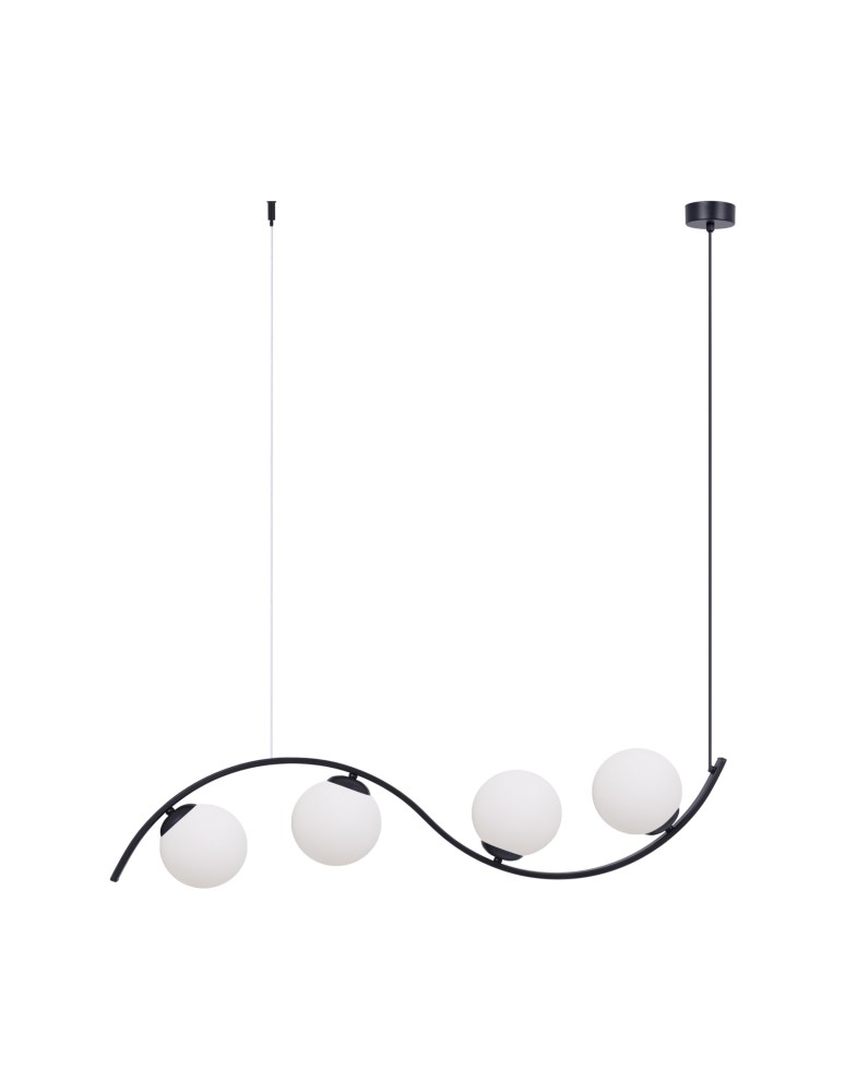 Lampy wiszące - Zuma Line Wave 4 Big Lampa Wisząca Czarny/Białe Szkło 5014 - produkt kolory-swiatla.pl 1