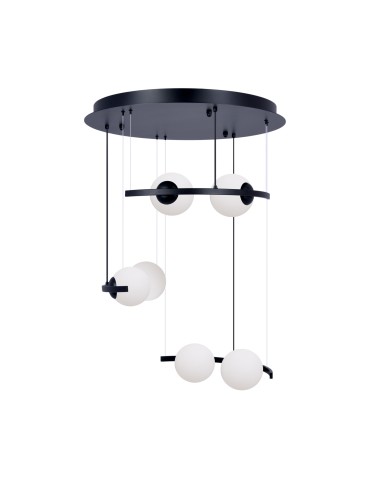 Zuma Line Helix 6 Lampa Wisząca Czarny/Białe Szkło 5017