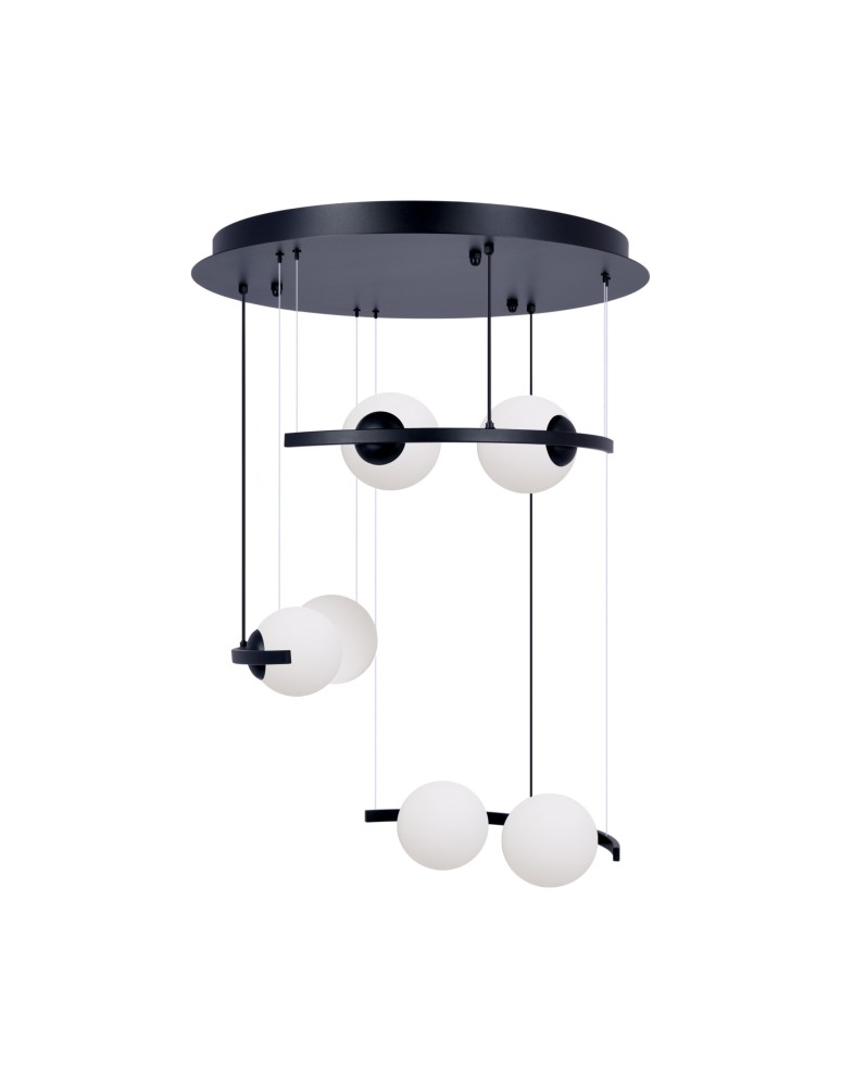 Lampy wiszące kule - Zuma Line Helix 6 Lampa Wisząca Czarny/Białe Szkło 5017 - produkt kolory-swiatla.pl 1