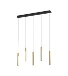 Lampy wiszące na listwie - Zuma Line Eliot Lampa Wisząca Jasne Drewno/ Czarny Mat Md4768-5-3Bmt - product 1