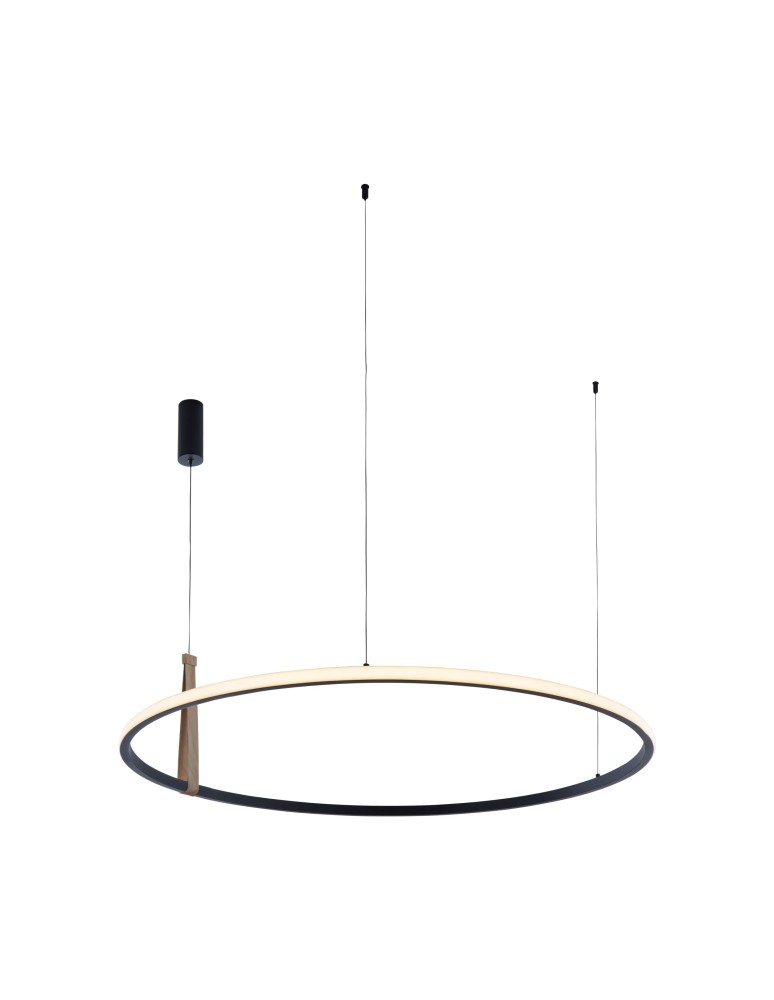 Lampy wiszące okręgi - Zuma Line Claud Wisząca Ring z Przełącznikiem Barwy Światła 3000K/4000K/6000K Czarny/Drewno 22808-Wood - produkt kolory-swiatla.pl 1