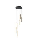 Lampy wiszące drewniane - Zuma Line Eliot Lampa Wisząca Jasne Drewno/ Czarny Mat Md4768-6-3Bmt - product 2