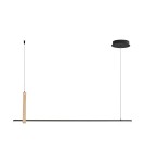 Lampy wiszące nad biurko - Zuma Line Claud Wisząca z Przełącznikiem Barwy Światła 3000K/4000K/6000K Czarny/Drewno 22806M-Wood - product 1