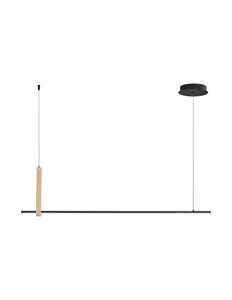 Lampy wiszące nad biurko - Zuma Line Claud Wisząca z Przełącznikiem Barwy Światła 3000K/4000K/6000K Czarny/Drewno 22806M-Wood - produkt kolory-swiatla.pl 1