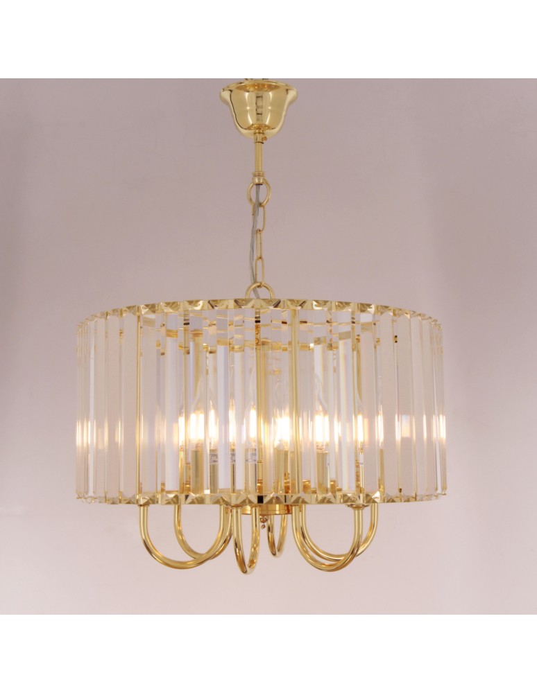 Lampy wiszące glamour - Zuma Line Paris Lampa Wisząca Złoty/Przezroczysty 1906/6 - product kolory-swiatla.pl 3