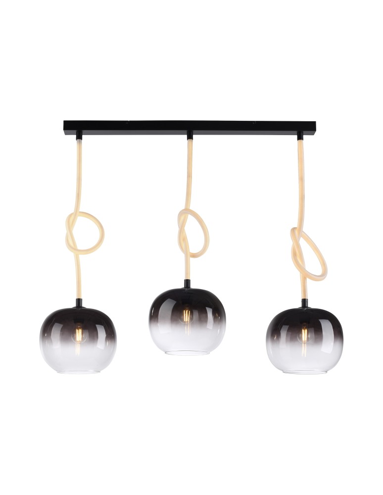 Lampy wiszące - Paul Neuhaus Luma 3 Wisząca Podświetlany Przewód Szklany Klosz 3Xe27 Czarny 2411-18 - produkt kolory-swiatla.pl 1