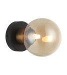 Kinkiety kule - Italux Bletter Kinkiet Czarny, bursztynowy 1xG9 25W WL-5225-1-BRO-AMB - product 1