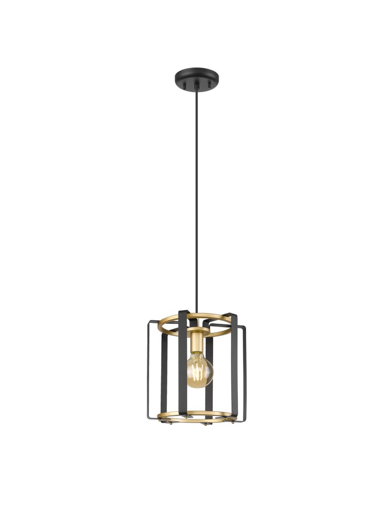 Lampy wiszące pojedyncze - Italux Primero Wisząca Złoty, czarny mat 1xE27 60W PND-44003-1-BK-GD - product kolory-swiatla.pl 2