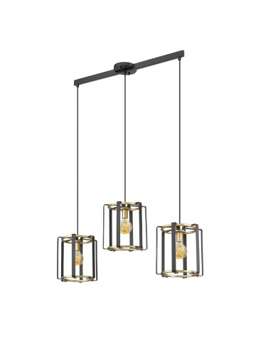 Italux Primero Wisząca Złoty, czarny mat 3xE27 60W PND-44003-3-BK-GD