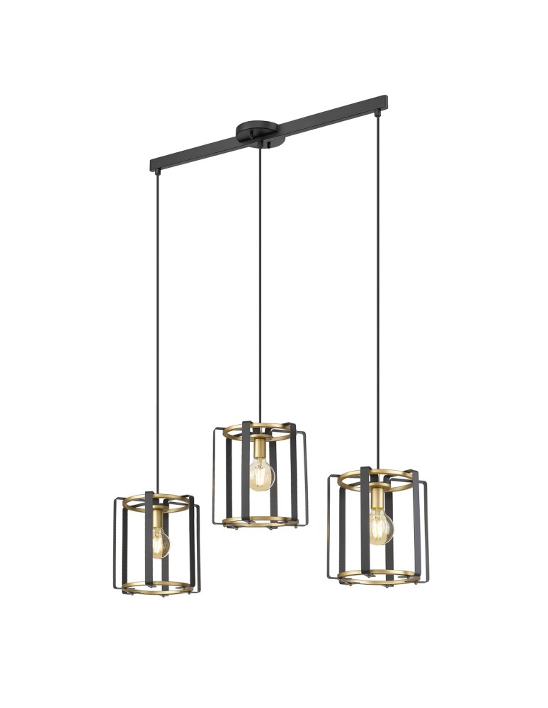 Lampy wiszące na listwie - Italux Primero Wisząca Złoty, czarny mat 3xE27 60W PND-44003-3-BK-GD - product kolory-swiatla.pl 2