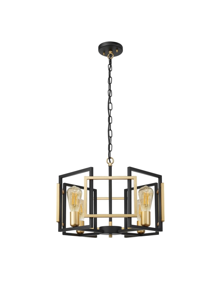 Żyrandole - Italux Primero Wisząca Złoty, czarny mat 4xE27 60W PND-44003-4-BK-GD - product kolory-swiatla.pl 2