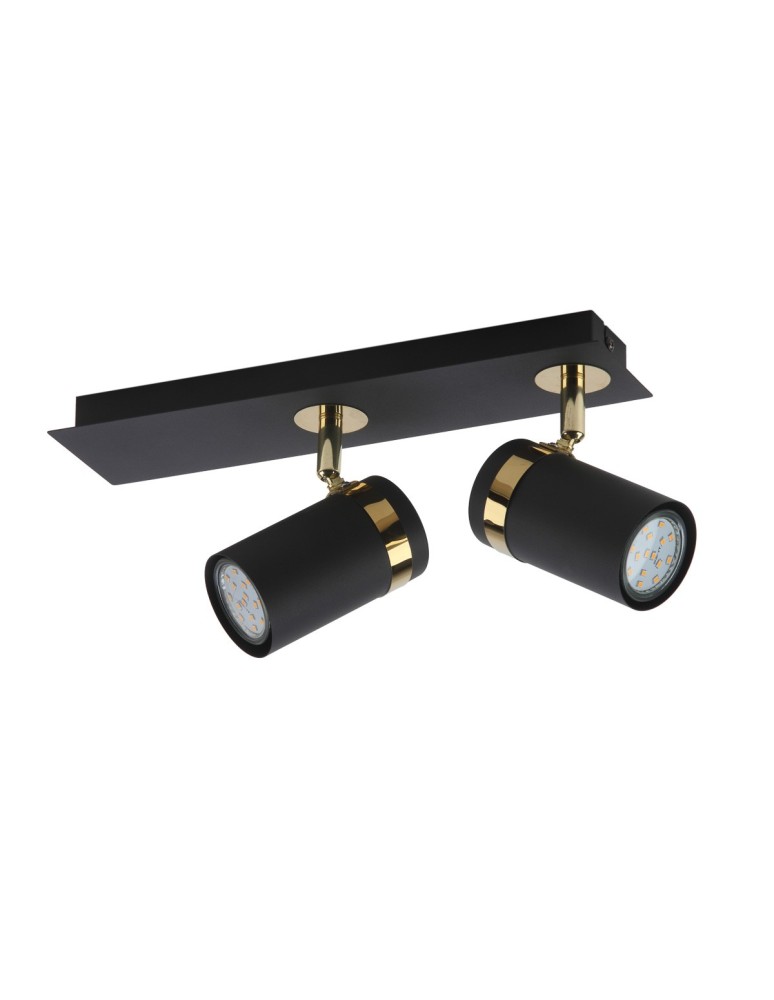 Lampy sufitowe reflektory - Italux Verano Reflektor/Spot Czarny mat, złoty chrom 2xGU10 35W SPL-2031-2 - product kolory-swiatla.pl 2