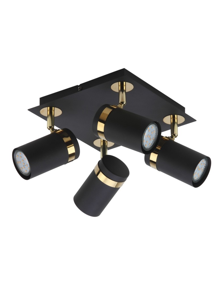 Lampy sufitowe reflektory - Italux Verano Reflektor/Spot Czarny mat, złoty chrom 4xGU10 35W SPL-2031-4 - product kolory-swiatla.pl 2