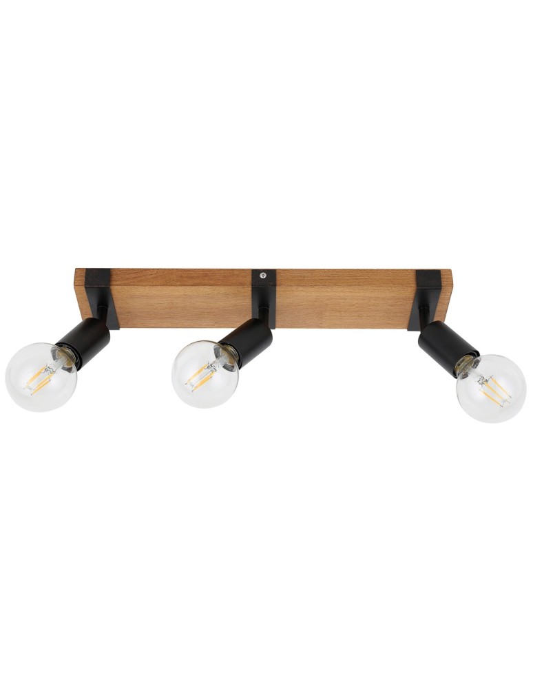 Lampy sufitowe reflektory - Italux Molini Reflektor/Spot Czarny, drewno 3xE27 40W SPL-2079-3 - product kolory-swiatla.pl 2