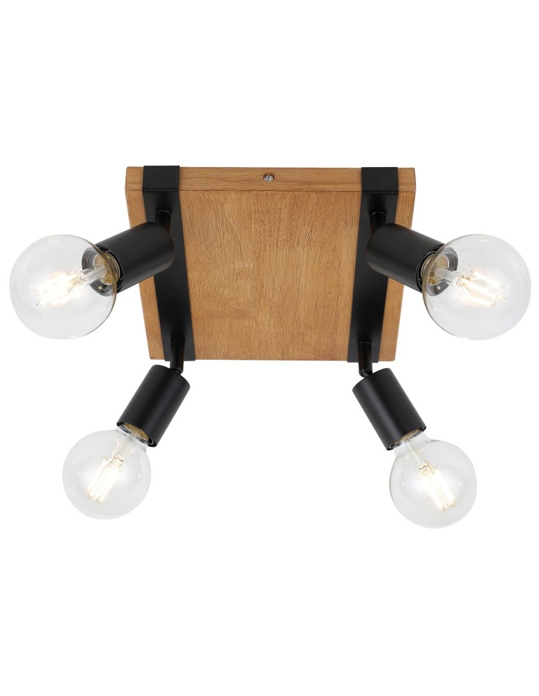 Italux Molini Reflektor/Spot Czarny, drewno 4xE27 40W SPL-2079-4
