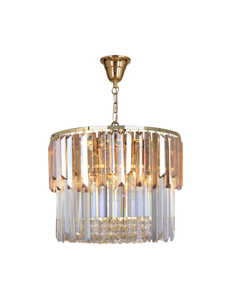 Lampy wiszące glamour - Zuma Line Camille Lampa Wisząca Złoty/Jasny+Bursztynowy 19101/8 - produkt kolory-swiatla.pl 1
