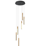 Lampy wiszące drewniane - Zuma Line Eliot Lampa Wisząca Jasne Drewno/ Czarny Mat Md4768-6-3Bmt - product 1