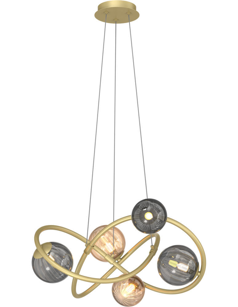 Lampy wiszące - Zuma Line Arlon Lampa Wisząca Matowy Złoty/Dymne Szare Szkło/Bursztynowe Szkło Md4922-5-Egbdn - produkt kolory-swiatla.pl 1