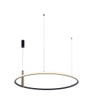 Lampy wiszące okręgi - Zuma Line Claud Wisząca Ring z Przełącznikiem Barwy Światła 3000K/4000K/6000K Czarny/Drewno 22808-Wood - product 2