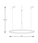 Lampy wiszące okręgi - Zuma Line Claud Wisząca Ring z Przełącznikiem Barwy Światła 3000K/4000K/6000K Czarny/Drewno 22808-Wood - product 3