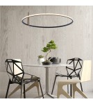 Lampy wiszące okręgi - Zuma Line Claud Wisząca Ring z Przełącznikiem Barwy Światła 3000K/4000K/6000K Czarny/Drewno 22808-Wood - product 4