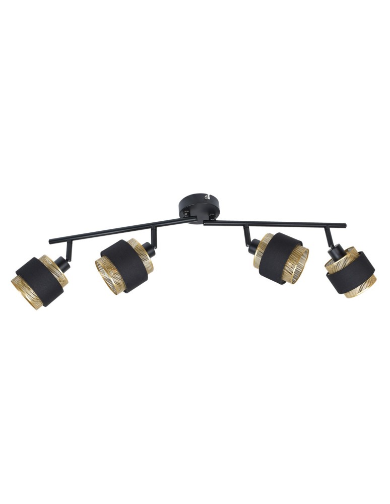 Lampy sufitowe reflektory - Italux Renez Reflektor/Spot Czarny, złoty, tkanina 4xE14 4W SPL-95820-4 - product kolory-swiatla.pl 2
