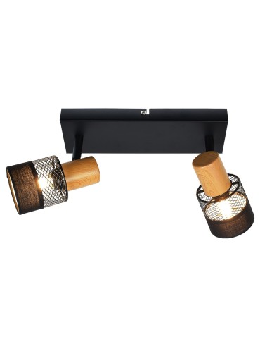 Italux Coletta Reflektor/Spot Czarny, drewno, tkanina 2xE14 4W SPL-90110-2