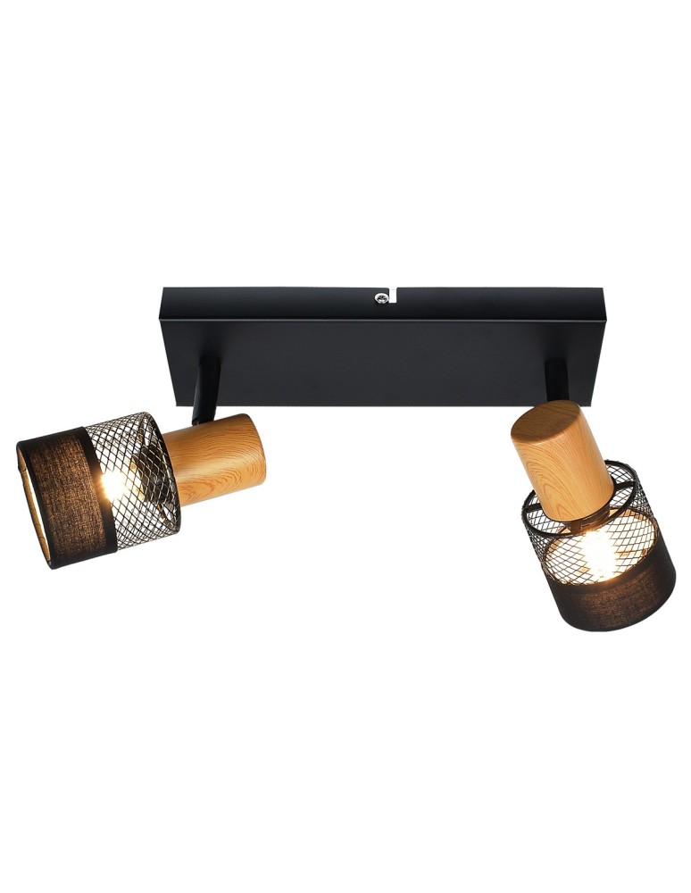 Italux Coletta Reflektor/Spot Czarny, drewno, tkanina 2xE14 4W SPL-90110-2