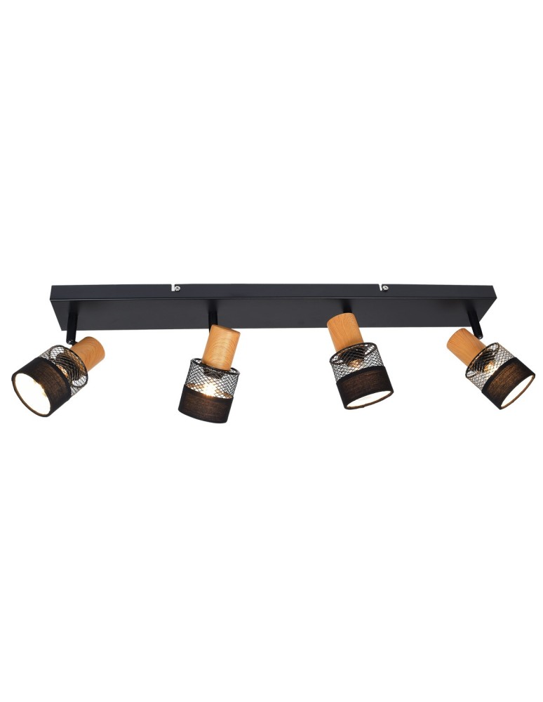 Italux Coletta Reflektor/Spot Czarny, drewno, tkanina 4xE14 4W SPL-90110-4