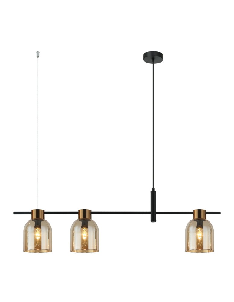 Lampy wiszące nad wyspę - Italux Servio Wisząca Czarny 3xE14 40W PND-66892-3-BK-AMB - product kolory-swiatla.pl 2