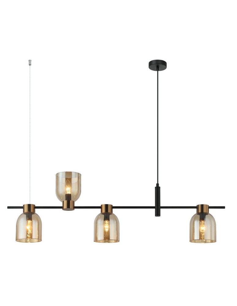 Lampy wiszące nad wyspę - Italux Servio Wisząca Czarny 4xE14 40W PND-66892-4-BK-AMB - product kolory-swiatla.pl 2