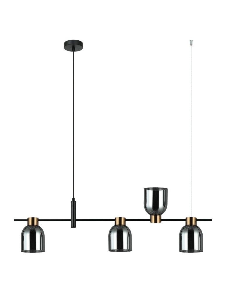 Lampy wiszące nad wyspę - Italux Servio Wisząca Czarny 4xE14 40W PND-66892-4-BK-SG - product kolory-swiatla.pl 2