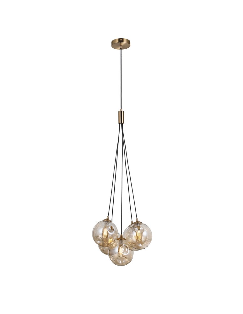 Lampy wiszące kule - Italux Perlos Wisząca Miodowy mosiądz 5xG9 5W PND-54456-5-HB-AMB - product kolory-swiatla.pl 2