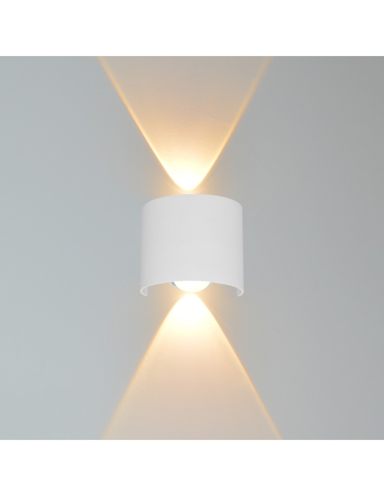 Kinkiety zewnętrzne - Italux Ortelo Zewnętrzna Ścienna Biały piaskowany IP54 2xLED 2W 3000K OWL-6650-1-WH-3K - product kolory-swiatla.pl 2