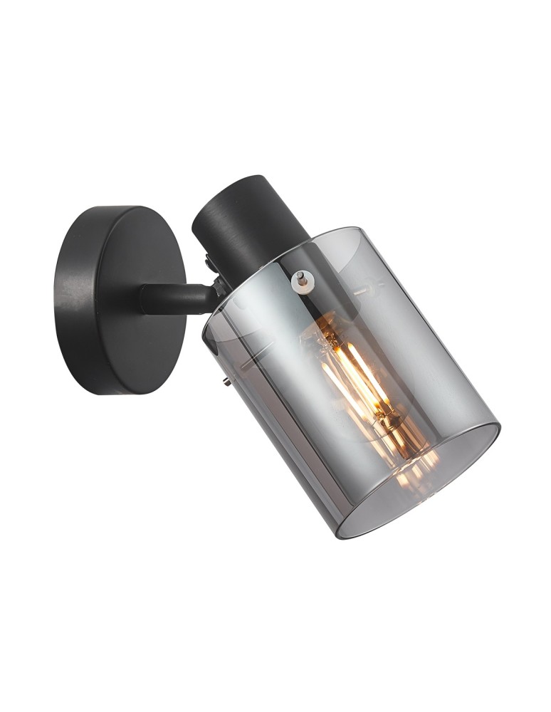 Kinkiety - Italux Sardo Kinkiet Czarny, dymiony 1xE14 40W SPL-5581-1-BK-SG - product kolory-swiatla.pl 1
