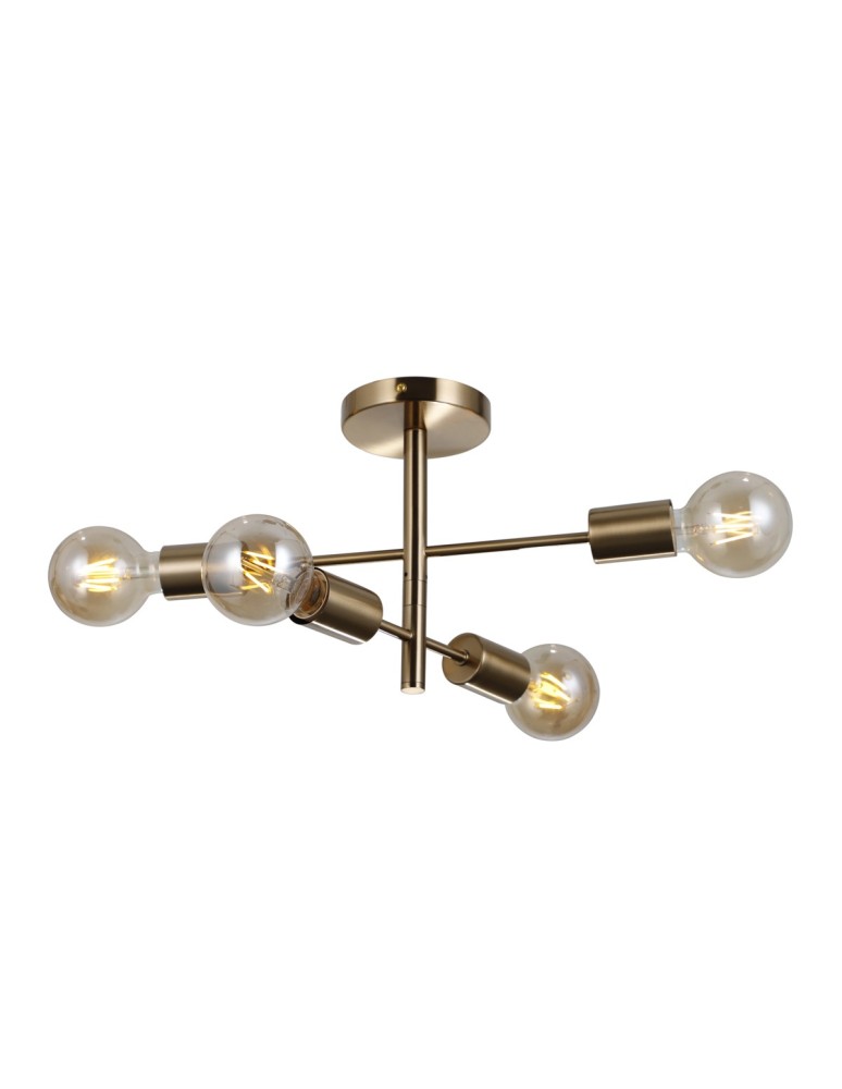 Lampy sufitowe loftowe - industrialne - Italux Piansi Wisząca Mosiądz miodowy 4xE27 40W PND-4025-4-HBR - product kolory-swiatla.pl 2