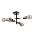 Lampy sufitowe loftowe - industrialne - Italux Piansi Wisząca Czarny mat, mosiądz miodowy 4xE27 40W PND-4025-4-BL-HBR - product 2
