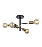 Lampy sufitowe loftowe - industrialne - Italux Piansi Wisząca Czarny mat, mosiądz miodowy 4xE27 40W PND-4025-4-BL-HBR - product 1