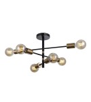 Lampy sufitowe loftowe - industrialne - Italux Piansi Wisząca Czarny mat, mosiądz miodowy 6xE27 40W PND-4025-6-BL-HBR - product 1
