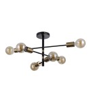 Lampy sufitowe loftowe - industrialne - Italux Piansi Wisząca Czarny mat, mosiądz miodowy 6xE27 40W PND-4025-6-BL-HBR - product 2