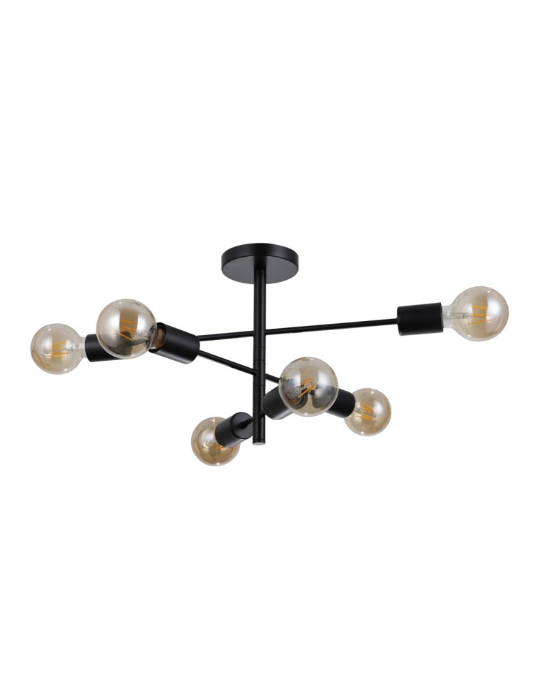 Lampy sufitowe loftowe - industrialne - Italux Piansi Wisząca Czarny mat 6xE27 40W PND-4025-6-BL - product kolory-swiatla.pl 2