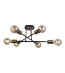Lampy sufitowe loftowe - industrialne - Italux Formio Wisząca Czarny mat, mosiądz miodowy 6xE27 40W PND-4052-6-BL-HBR - product 1