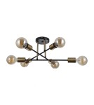 Lampy sufitowe loftowe - industrialne - Italux Formio Wisząca Czarny mat, mosiądz miodowy 6xE27 40W PND-4052-6-BL-HBR - product 2
