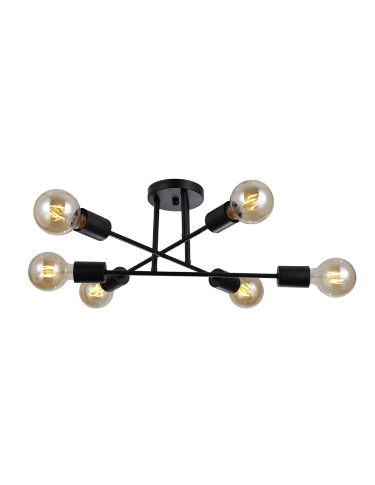 Lampy sufitowe loftowe - industrialne - Italux Formio Wisząca Czarny mat 6xE27 40W PND-4052-6-BL - product kolory-swiatla.pl 2