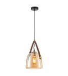 Lampy wiszące pojedyncze - Italux Solta Wisząca Czarny, bursztynowy 1xE27 40W PND-24342-1-BK-AMB - product 1