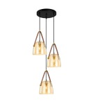 Lampy wiszące potrójne - Italux Solta Wisząca Czarny, bursztynowy 3xE27 40W PND-24342-3A-BK-AMB - product 1